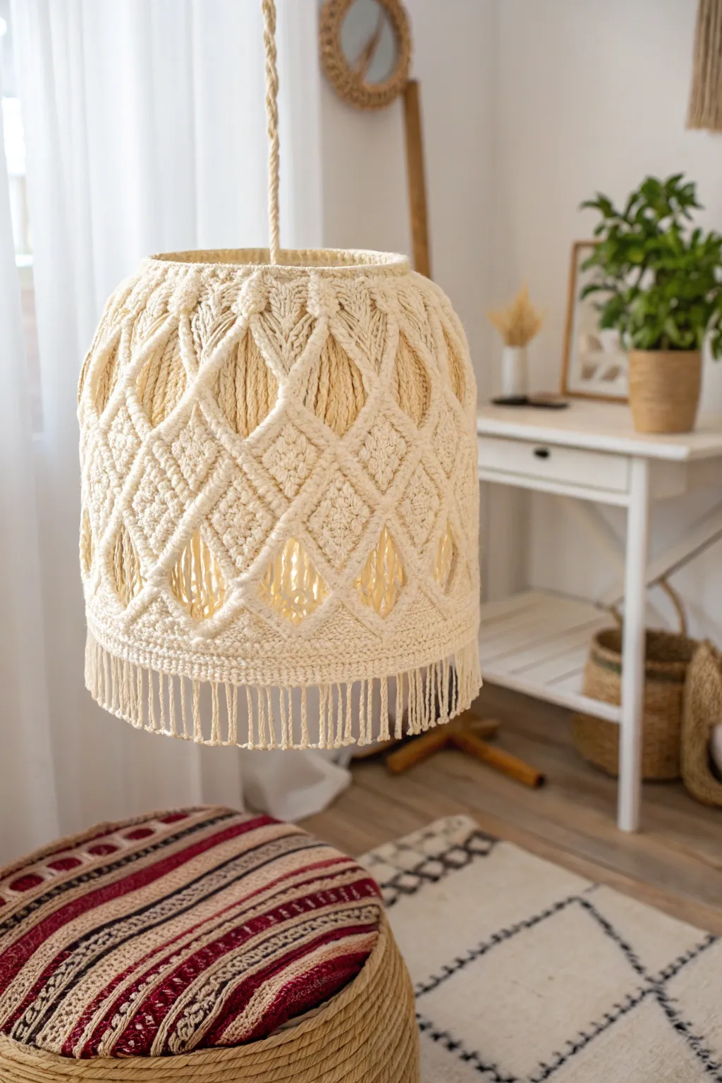 Illuminate your space with the cozy charm of a handcrafted knit lampshade.