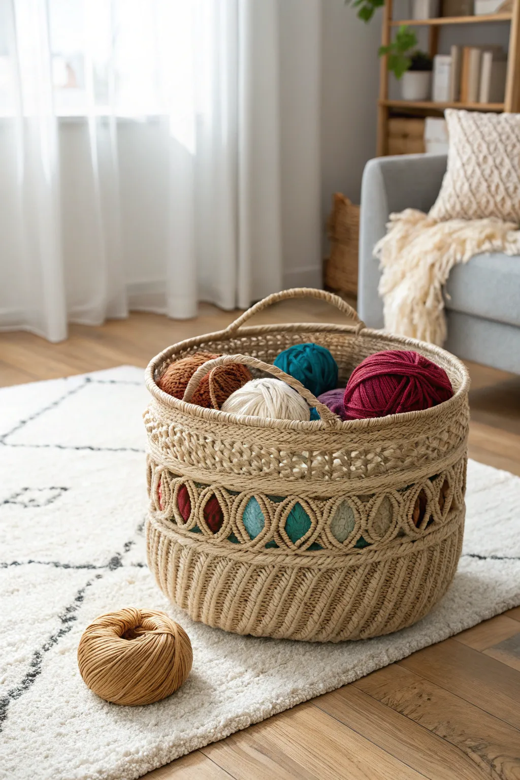 Organize your knitting projects with style – embrace the beauty of handmade rope baskets for a chic and functional home décor.