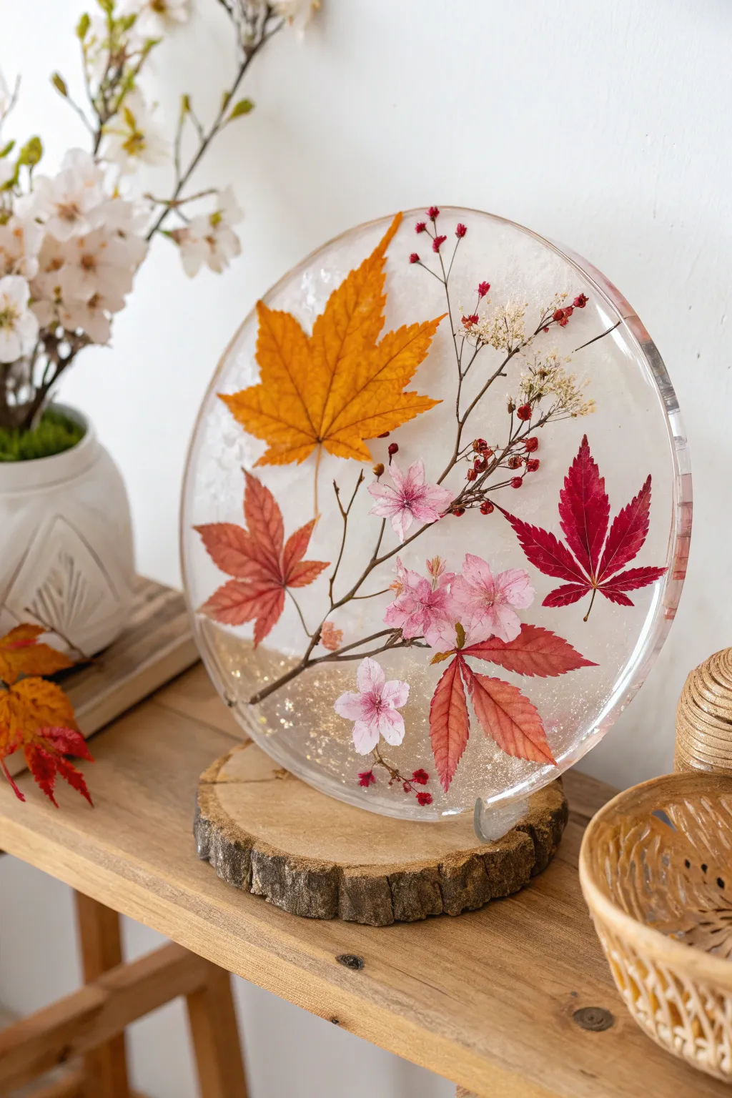 Embrace the seasons with the timeless beauty of layered resin art, capturing nature's essence in every layer.