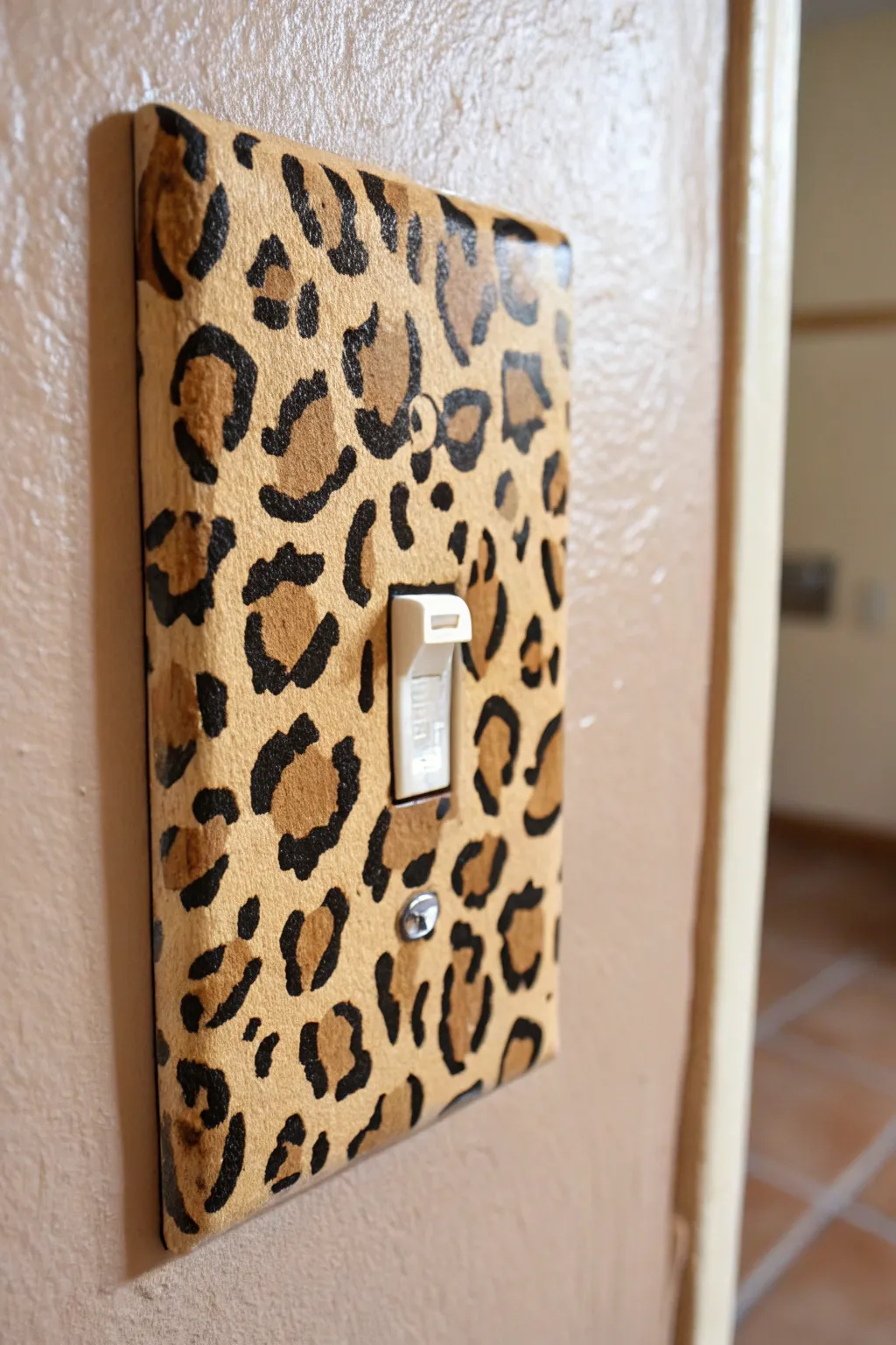 Unleash your wild side with a chic leopard print light switch cover—where minimalism meets bold creativity.