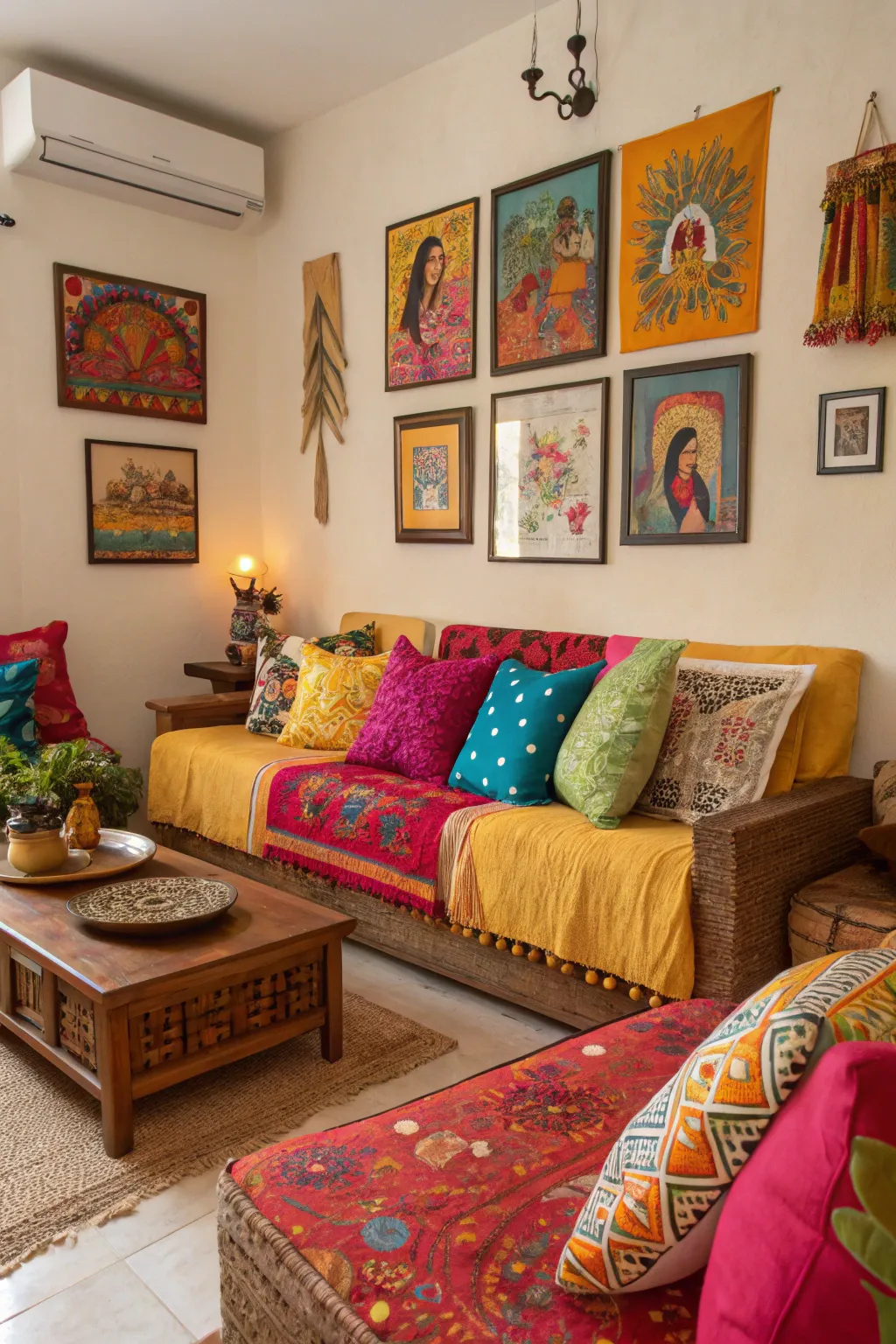 Pops of color add vibrancy and playfulness to your living room photography.