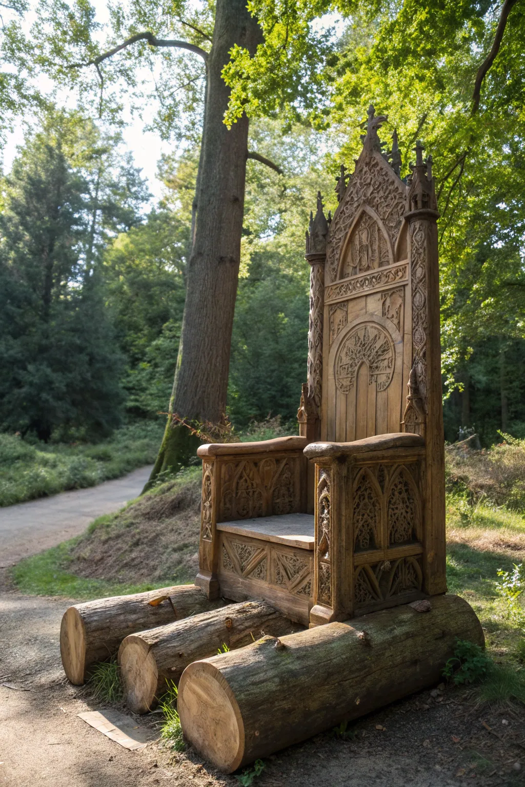 Embrace your inner king with this stunning handcrafted log throne, where nature meets nobility.
