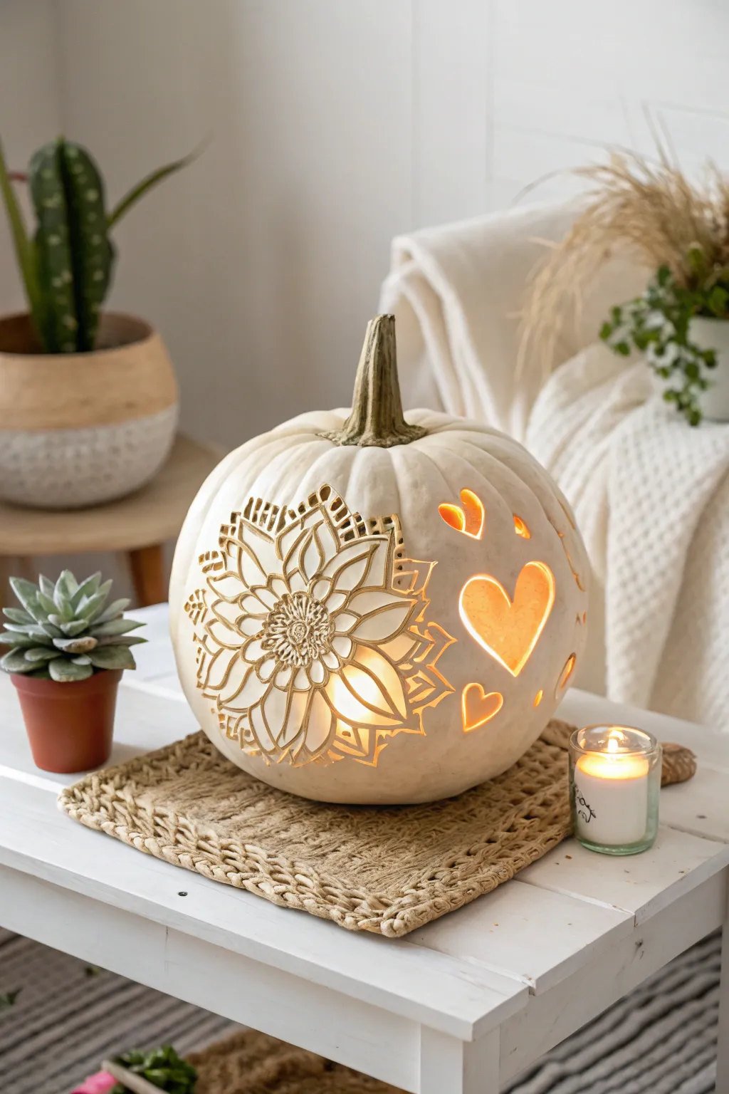 Love in Bloom: A Symbol of Flourishing Affection Carved in Pumpkin.