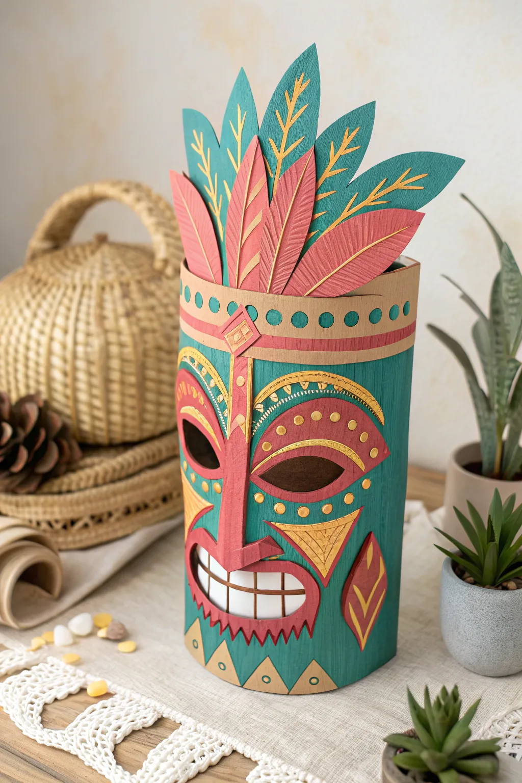 Unleash creativity with vibrant tiki masks—where minimalism meets Boho charm.