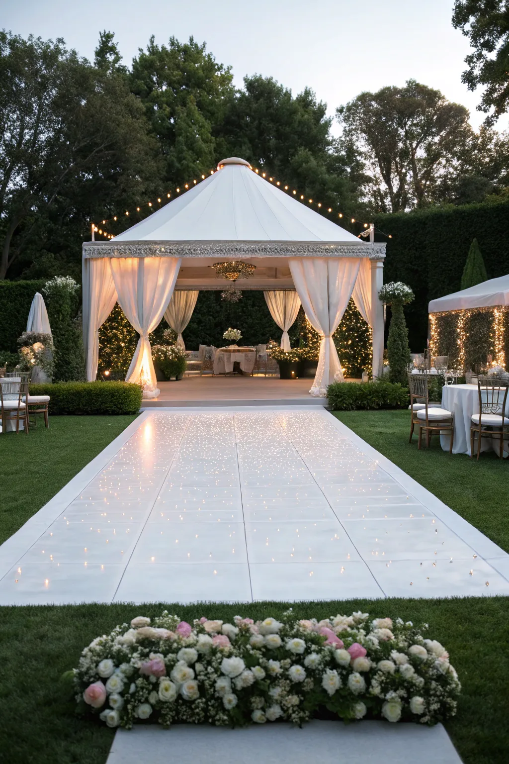 A luxury marquee celebration for an intimate 50th birthday at home.