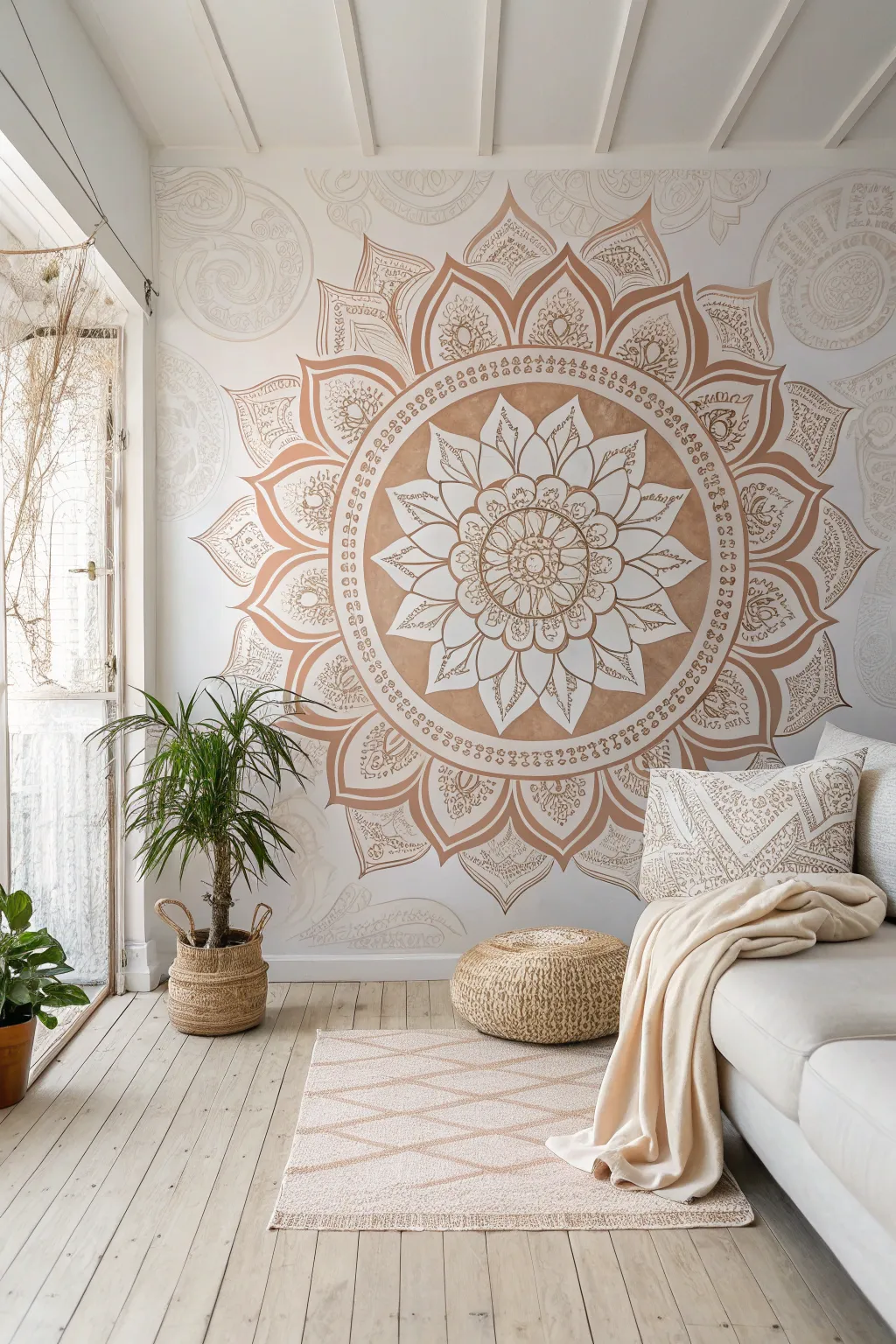 Transform your space with the serene elegance of a mandala wall mural, where simplicity meets artistry.