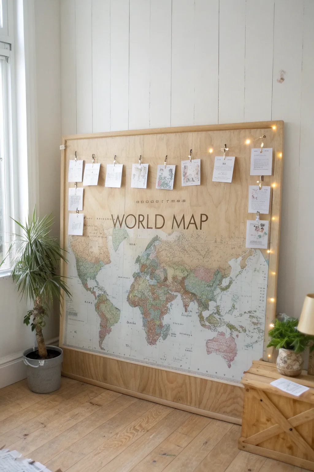 Transform your space into a world of knowledge with a stylishly crafted map bulletin board. #ScandiBoho #LearnWithMaps