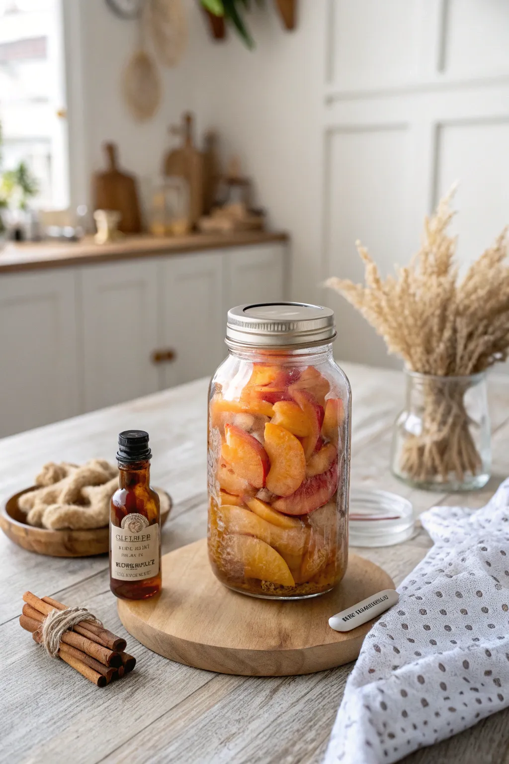 Elevate your garden party with this Ginger Peach Iced Tea mason jar gift - a sweet and spicy delight!