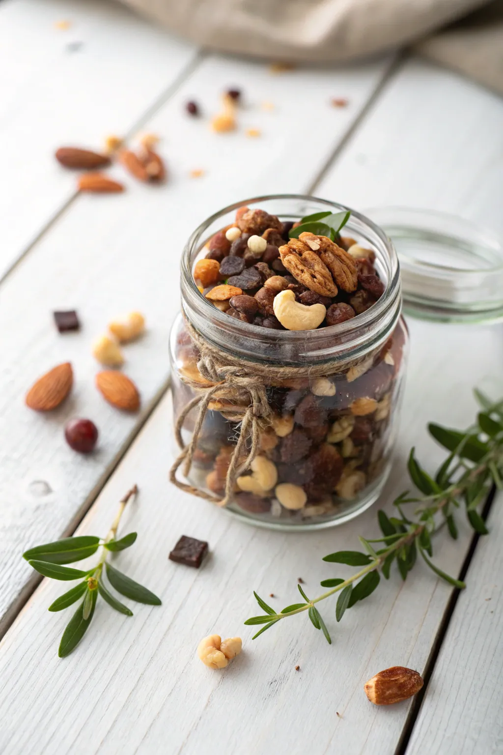Elevate your snack game with a beautifully crafted trail mix in a chic mason jar!
