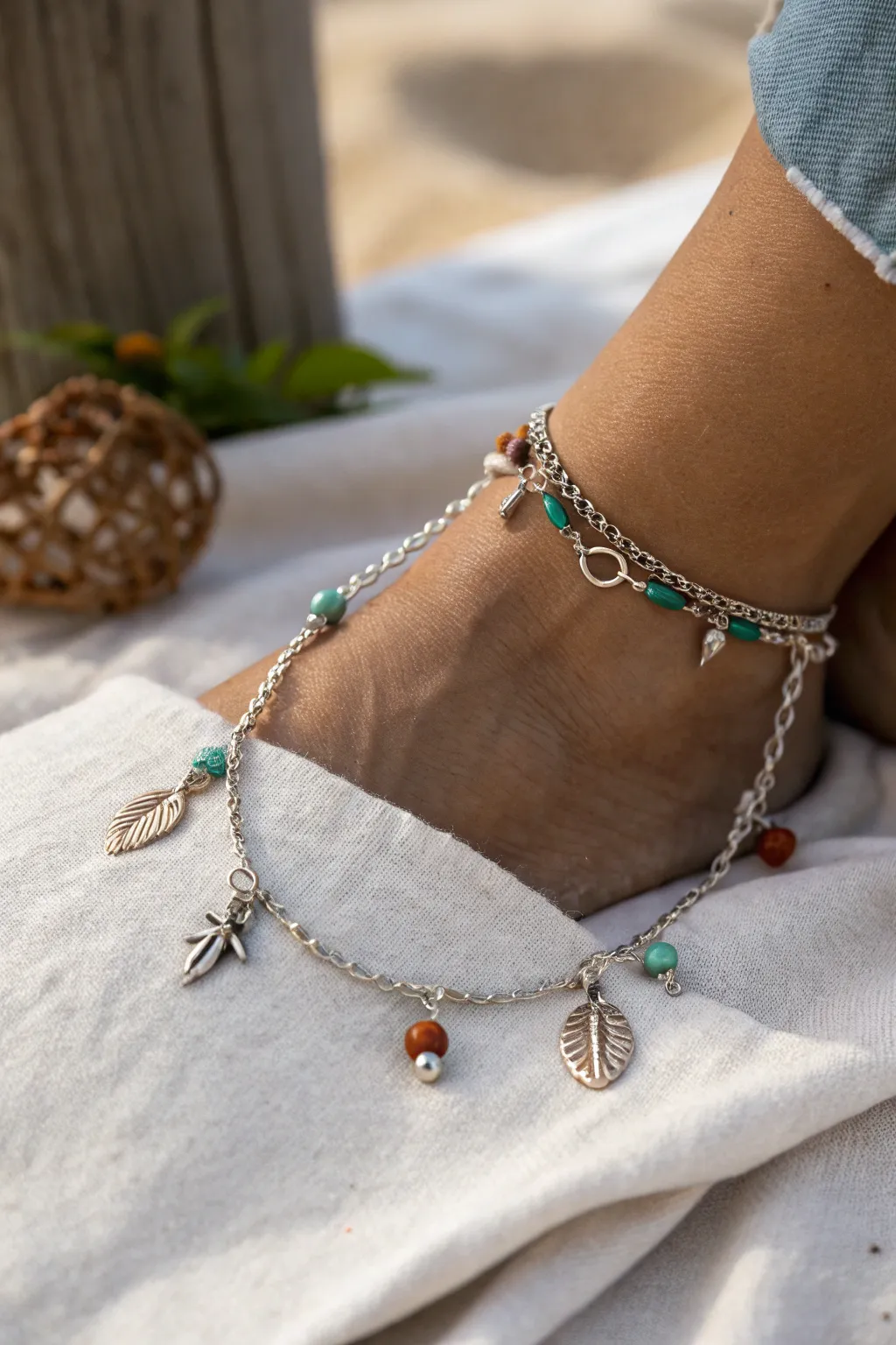 Embrace bohemian elegance with a handcrafted metal anklet that whispers style with every step.