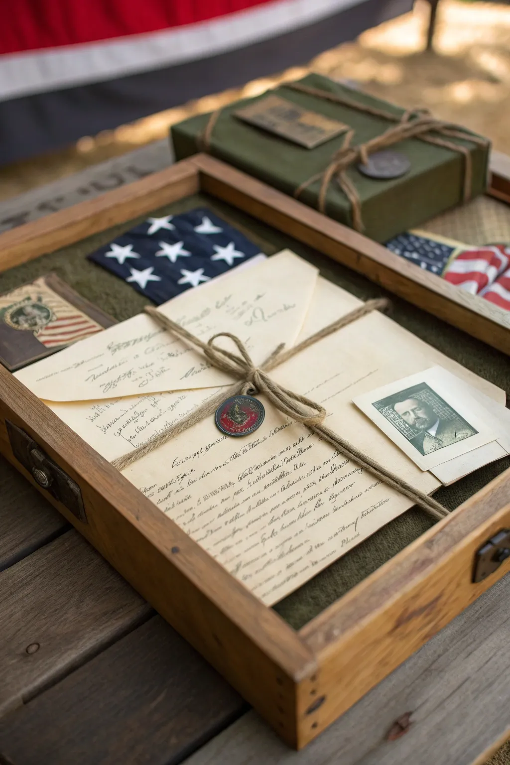 Preserve memories with a touch of craftsmanship—personal letters in a military shadow box.