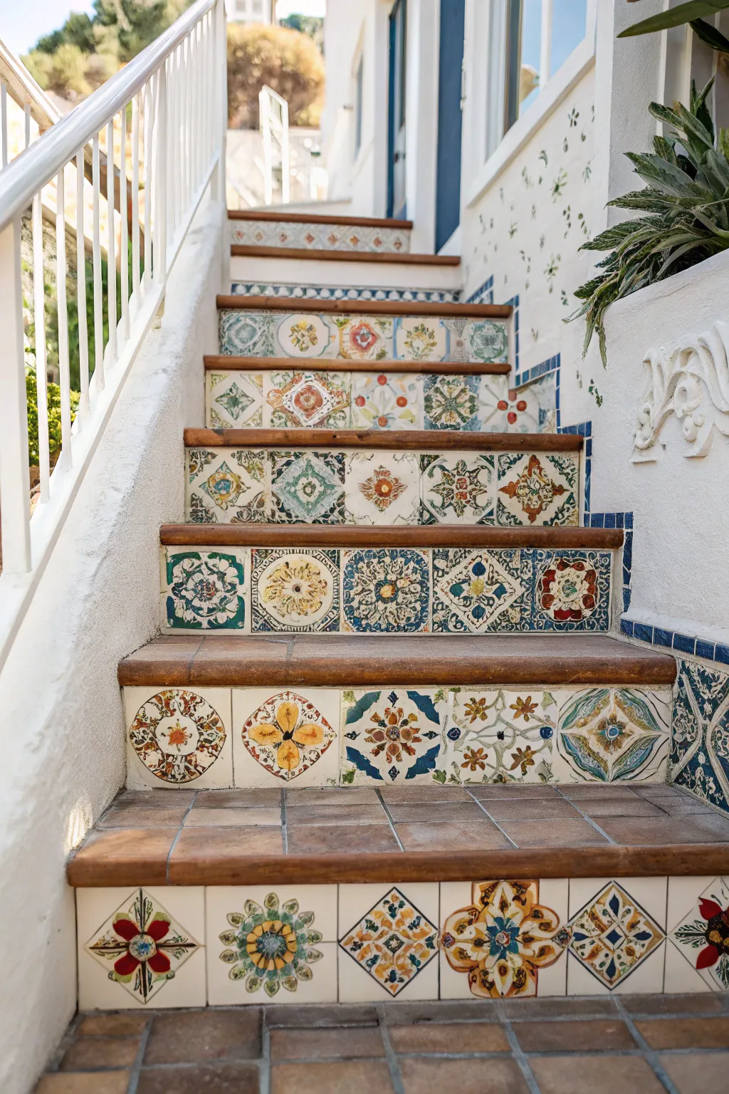 Transform your mobile home stairs into a canvas of artistry with intricate tile patterns. Each step tells a story of craftsmanship and creativity.