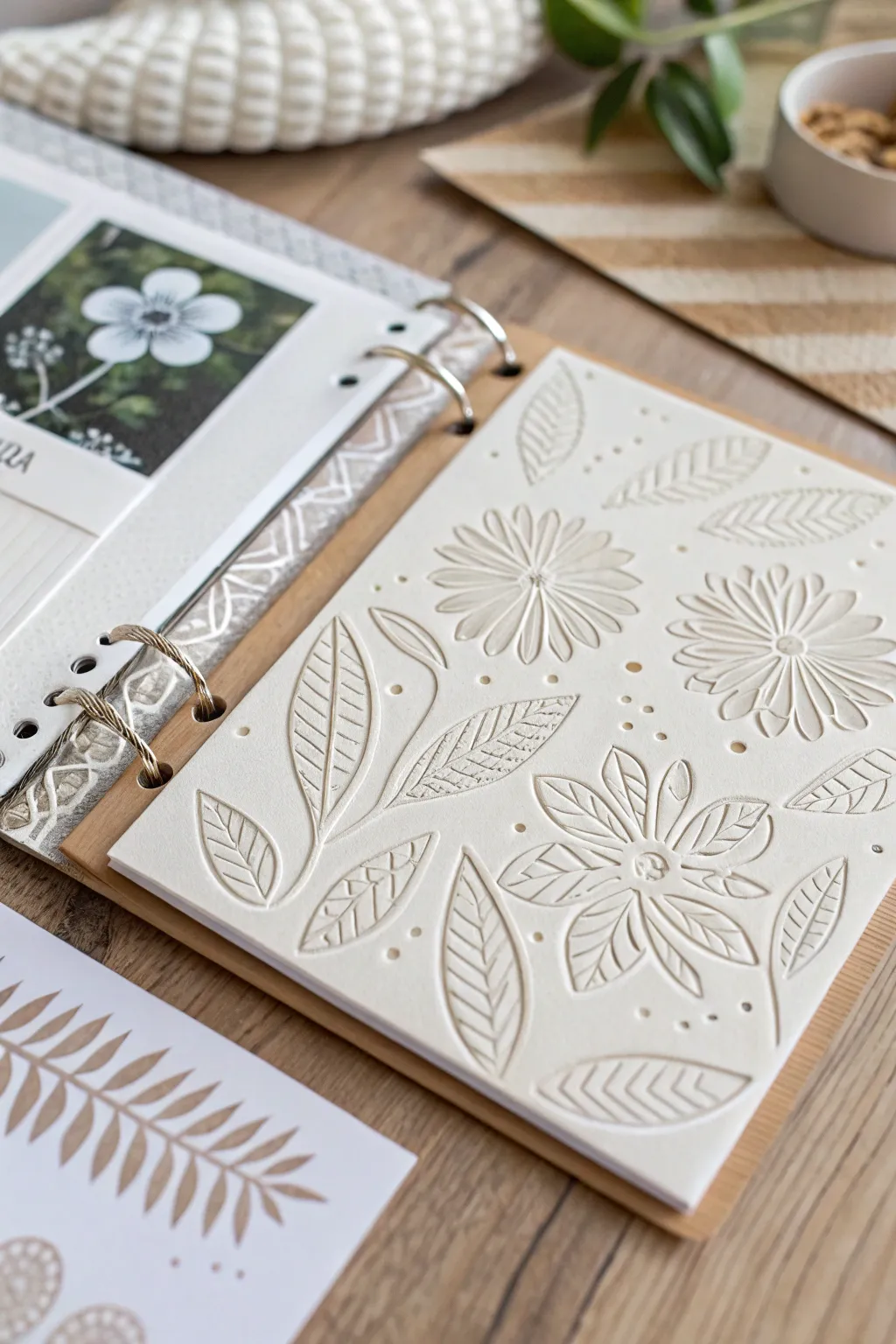 Elevate your scrapbook game with textured stencils for a chic, dimensional look.