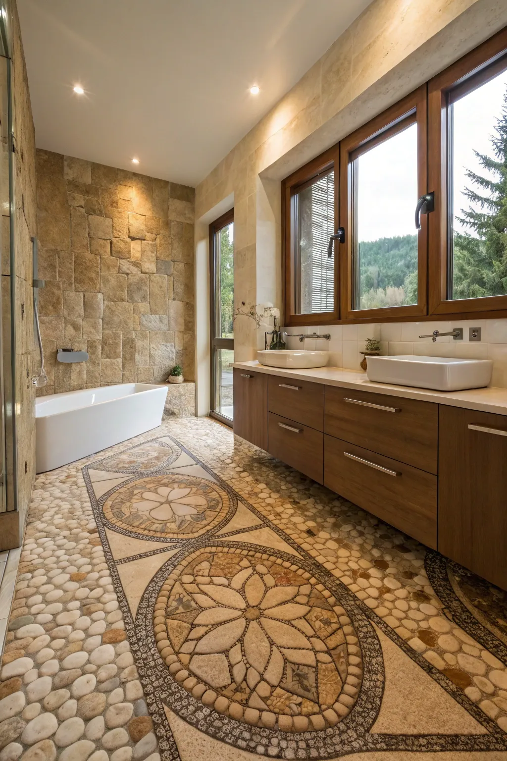 Natural stone mosaic tiles offer timeless elegance and earthy texture.