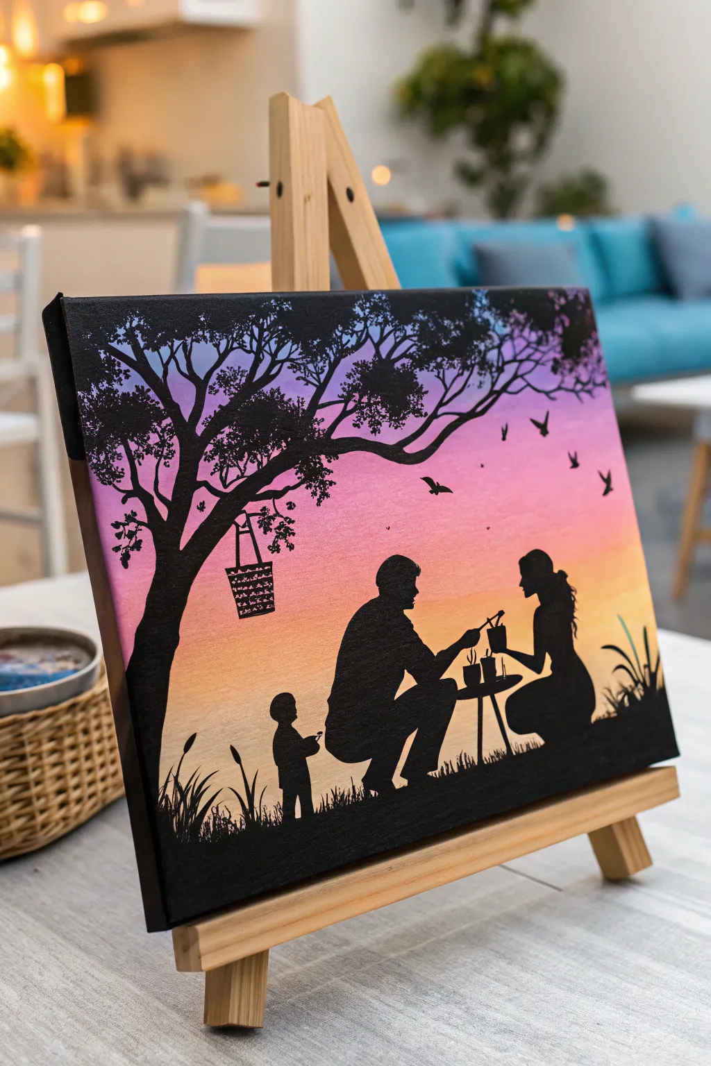 Capture cherished memories with a silhouette masterpiece, where every stroke tells a story of family and love.