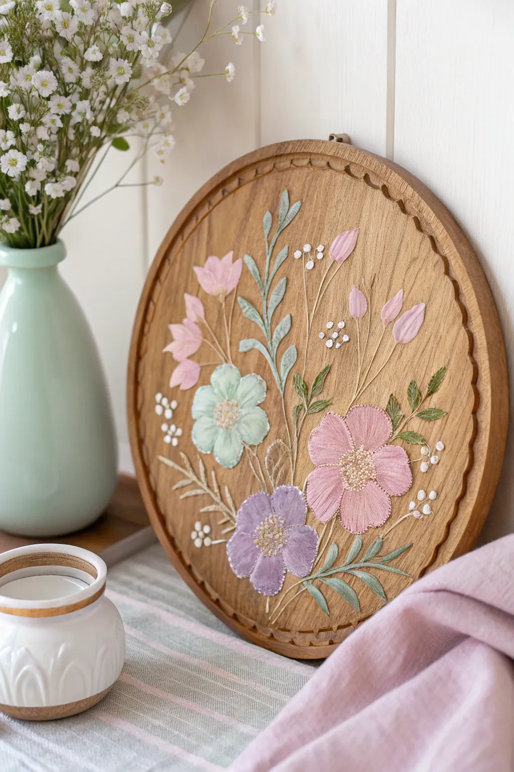 Celebrate the season with a handcrafted touch: a spring-themed Mother's Day plaque that radiates simplicity and charm.