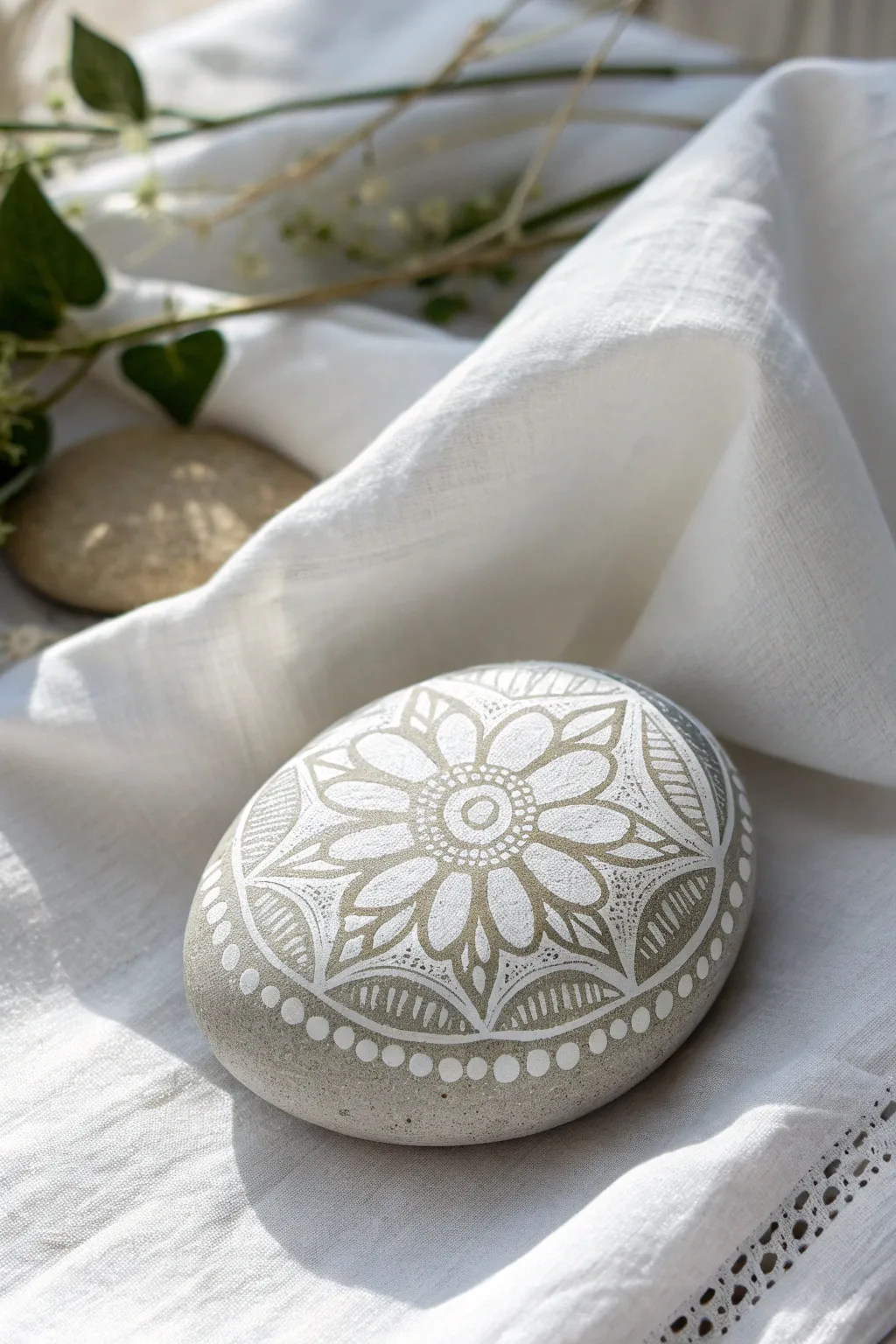 Discover the elegance of monochrome magic with this minimalist rock painting idea for Mother's Day.