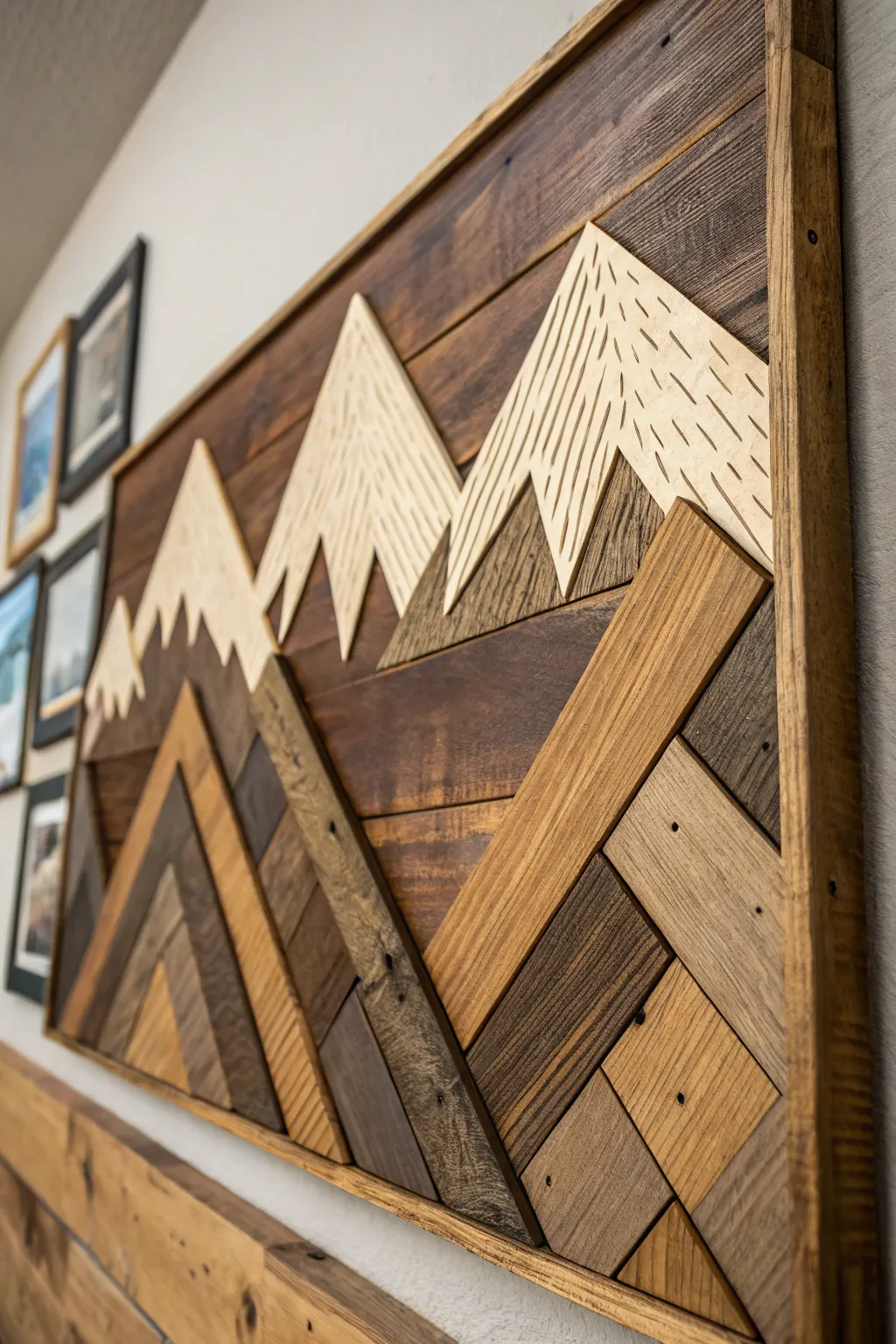 Elevate your space with the rustic charm of handcrafted wooden mountain art. Every piece has its own unique story.