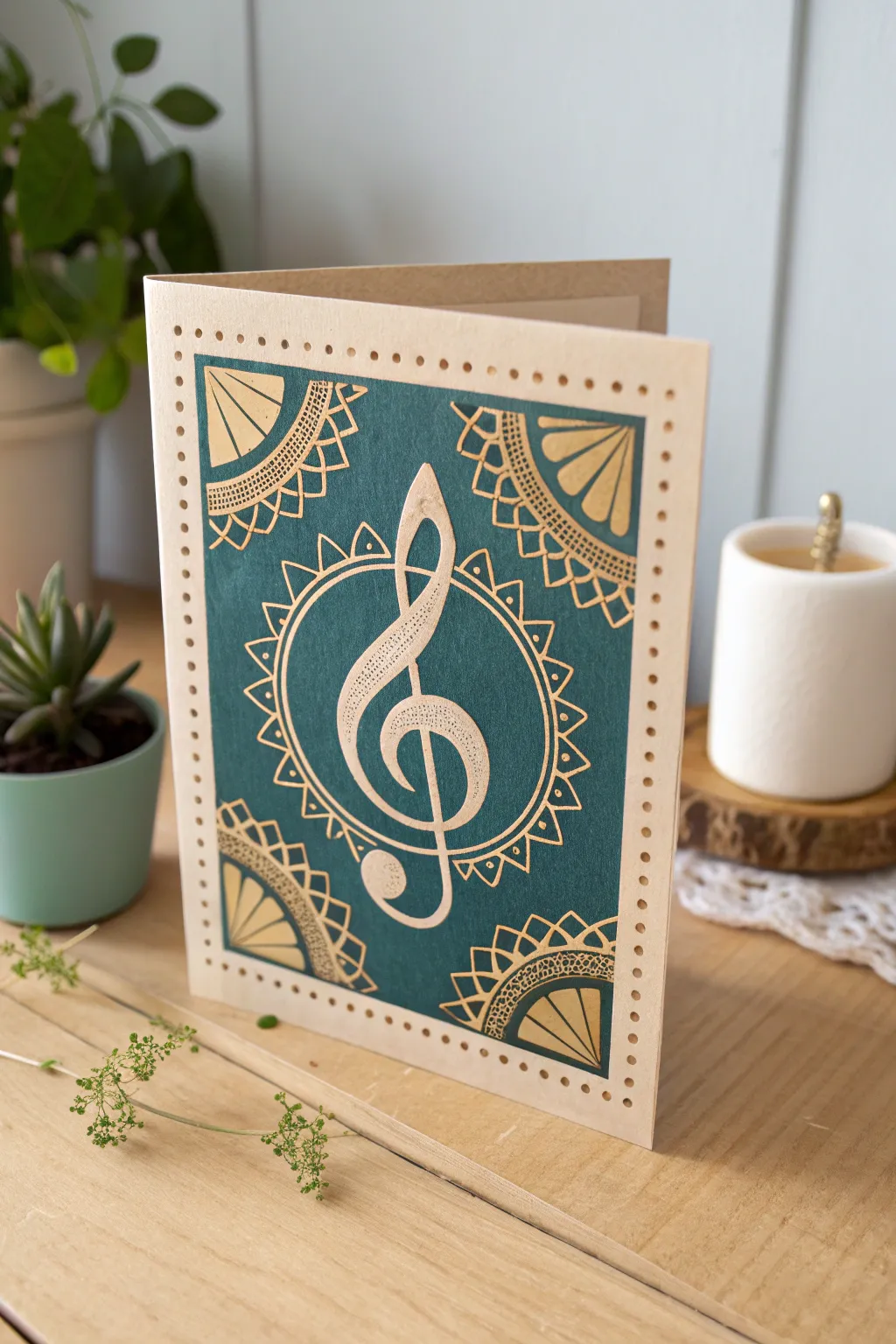 Elevate your card-making with the precision of stencil art—where musical elegance meets minimalist design.
