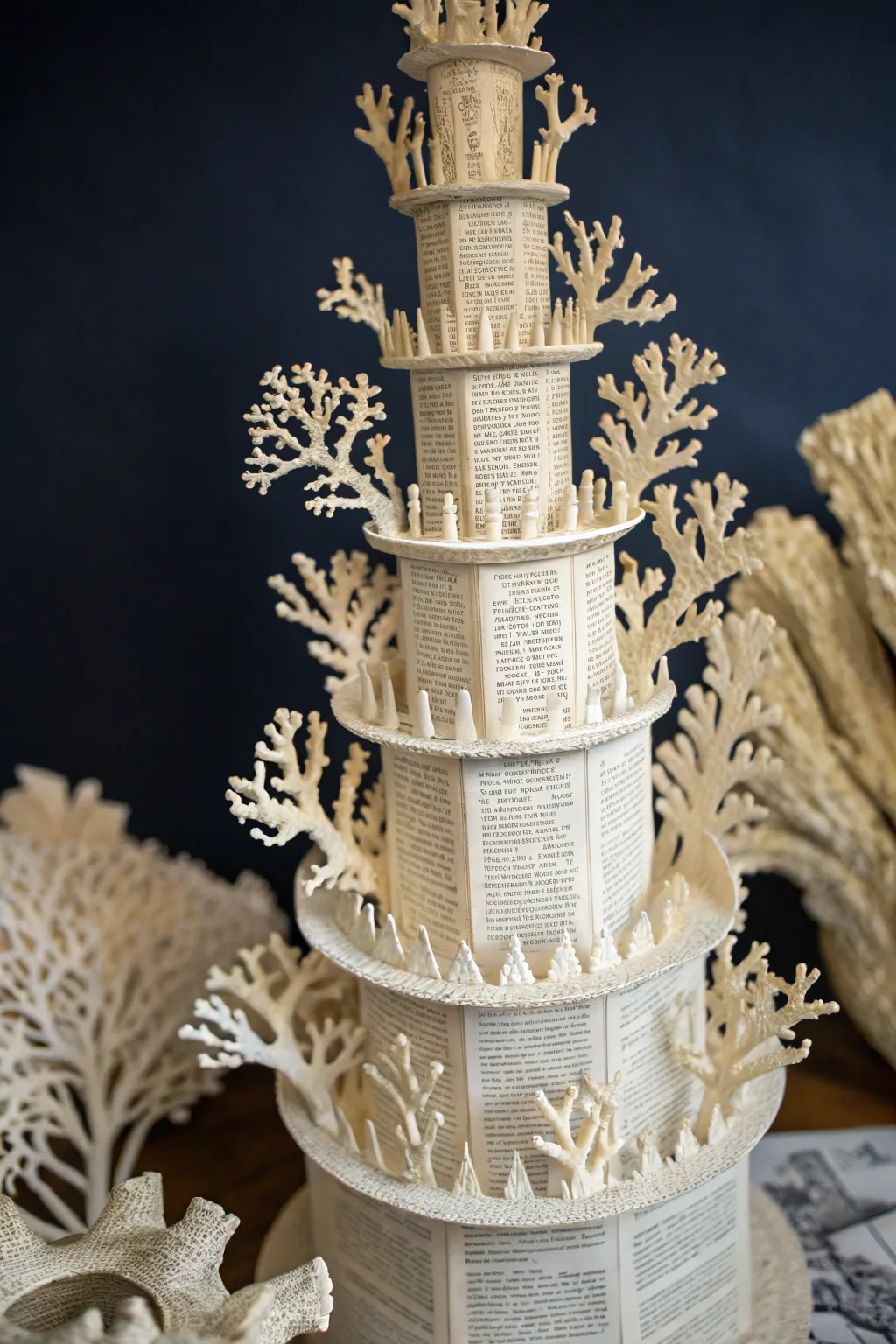 Ingenious Craft: A Coral-Inspired Newspaper Tower that Redefines Creativity.