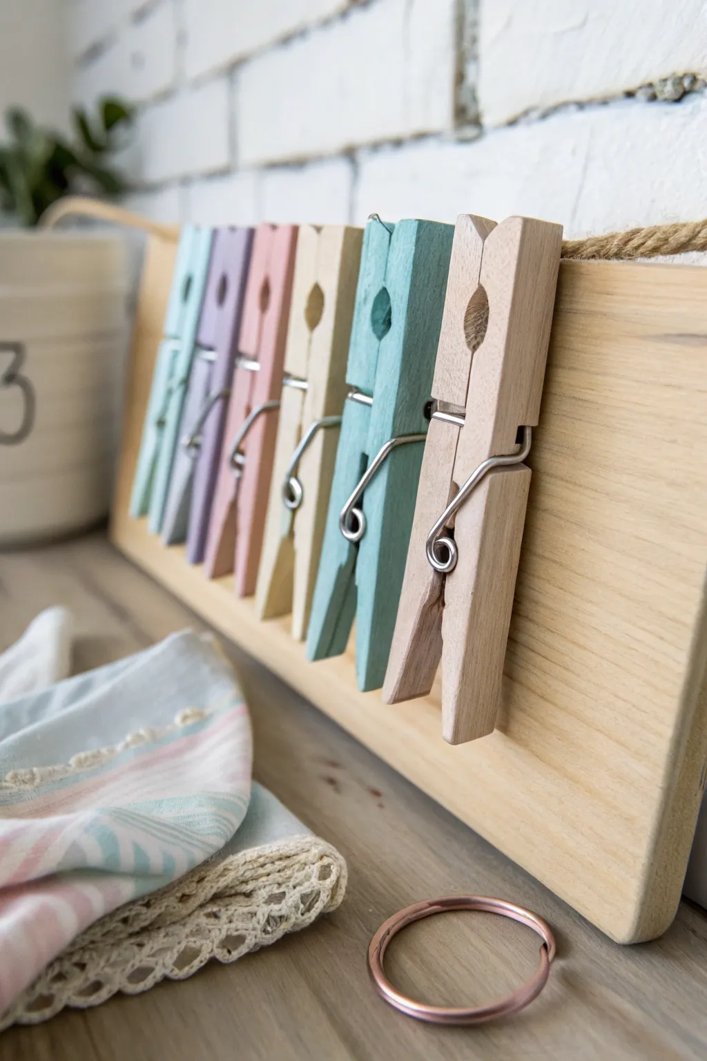 Elevate your entryway with this charming clothespin key holder—where simplicity meets style.