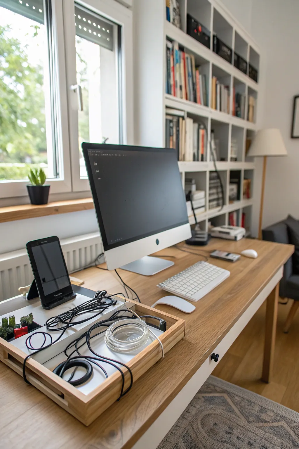 A tidy office environment thanks to effective cable organization