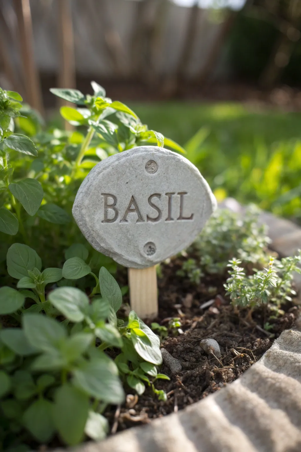 Elevate your garden's elegance with handcrafted concrete plant markers.