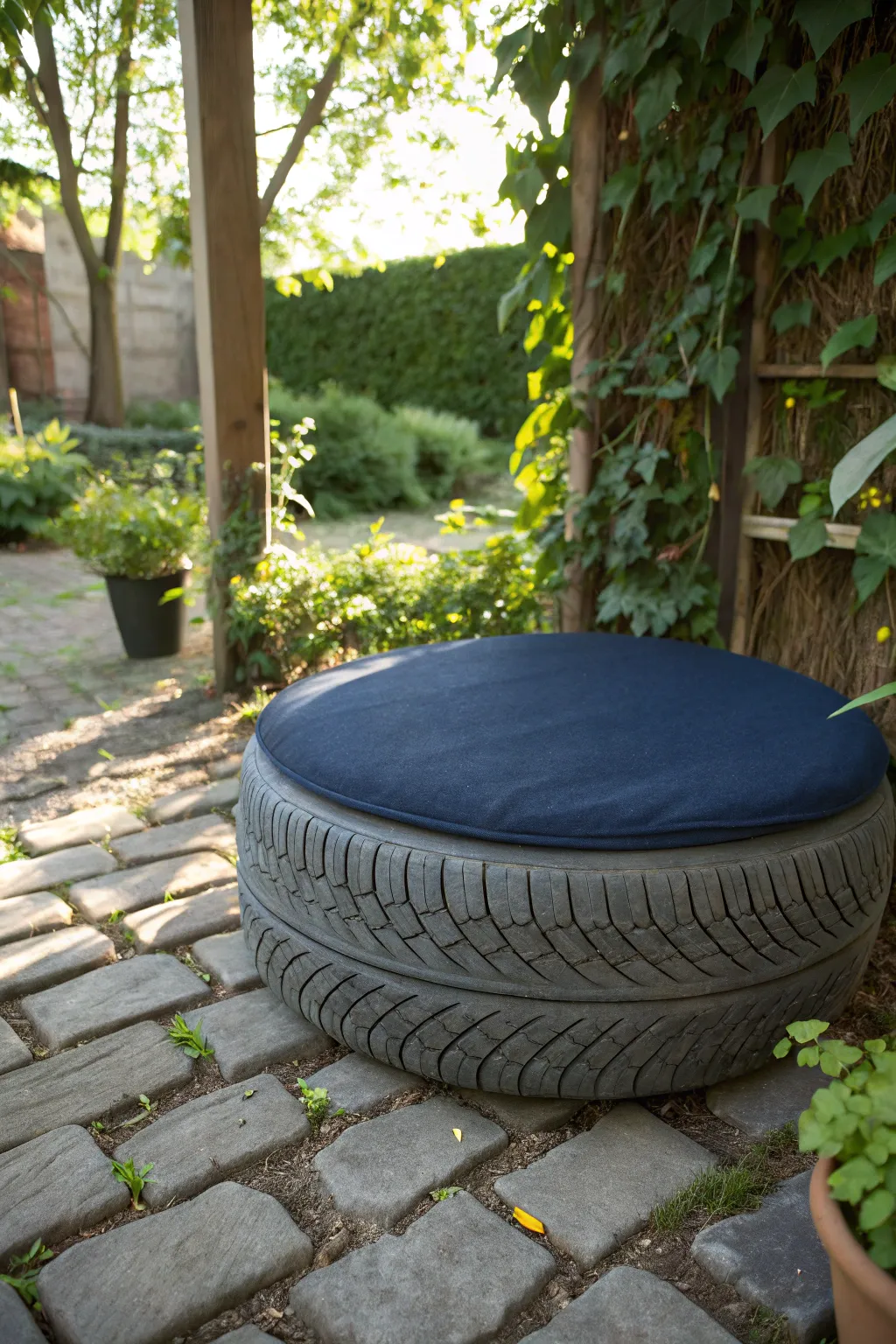 Transform your garden with this creatively crafted tire seat—where sustainability meets style.