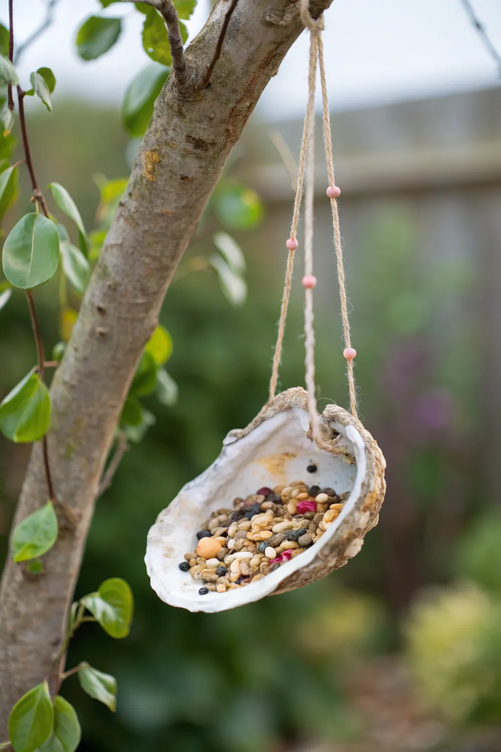 Transform your garden with this charming oyster shell bird feeder—where simplicity meets natural beauty.