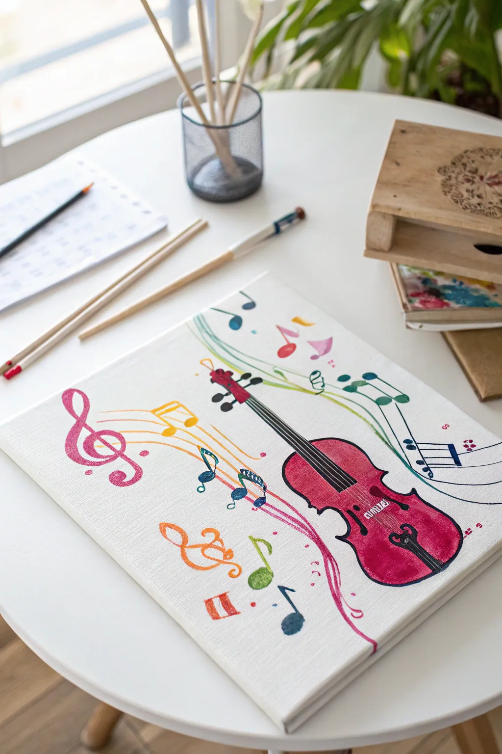 Unleash your creativity and let the music flow through your art with vibrant paint pen details.