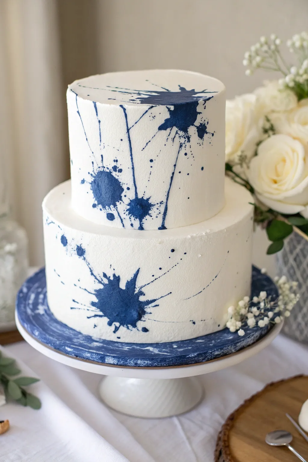 Bold Simplicity: Elevate your cake design with a stunning monochrome splatter. 🎨✨ #MinimalistElegance #CakeArtistry