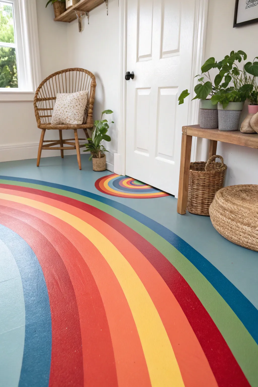 Transform your space with a splash of rainbow magic—where every step is a dance of colors.