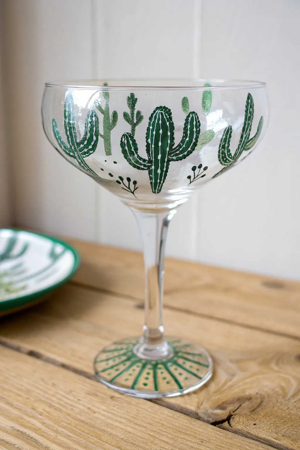Sip in style with this cactus-inspired margarita glass, where minimalist design meets Boho charm.