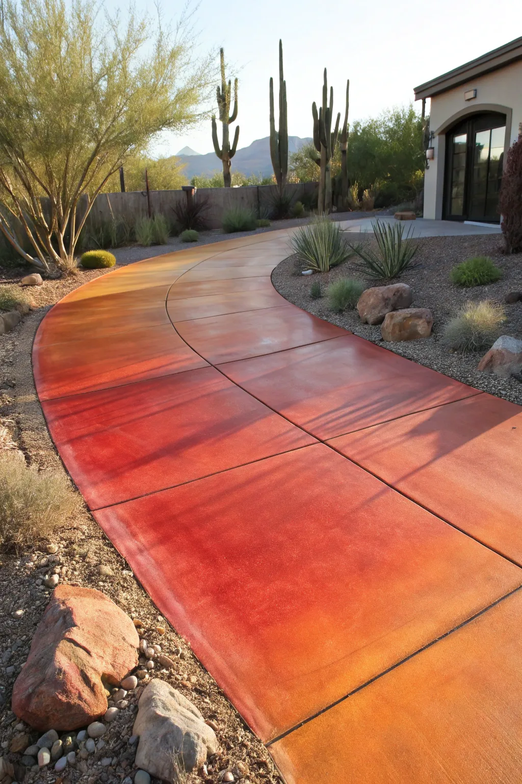 Transform your driveway into a masterpiece with a desert sunset gradient.