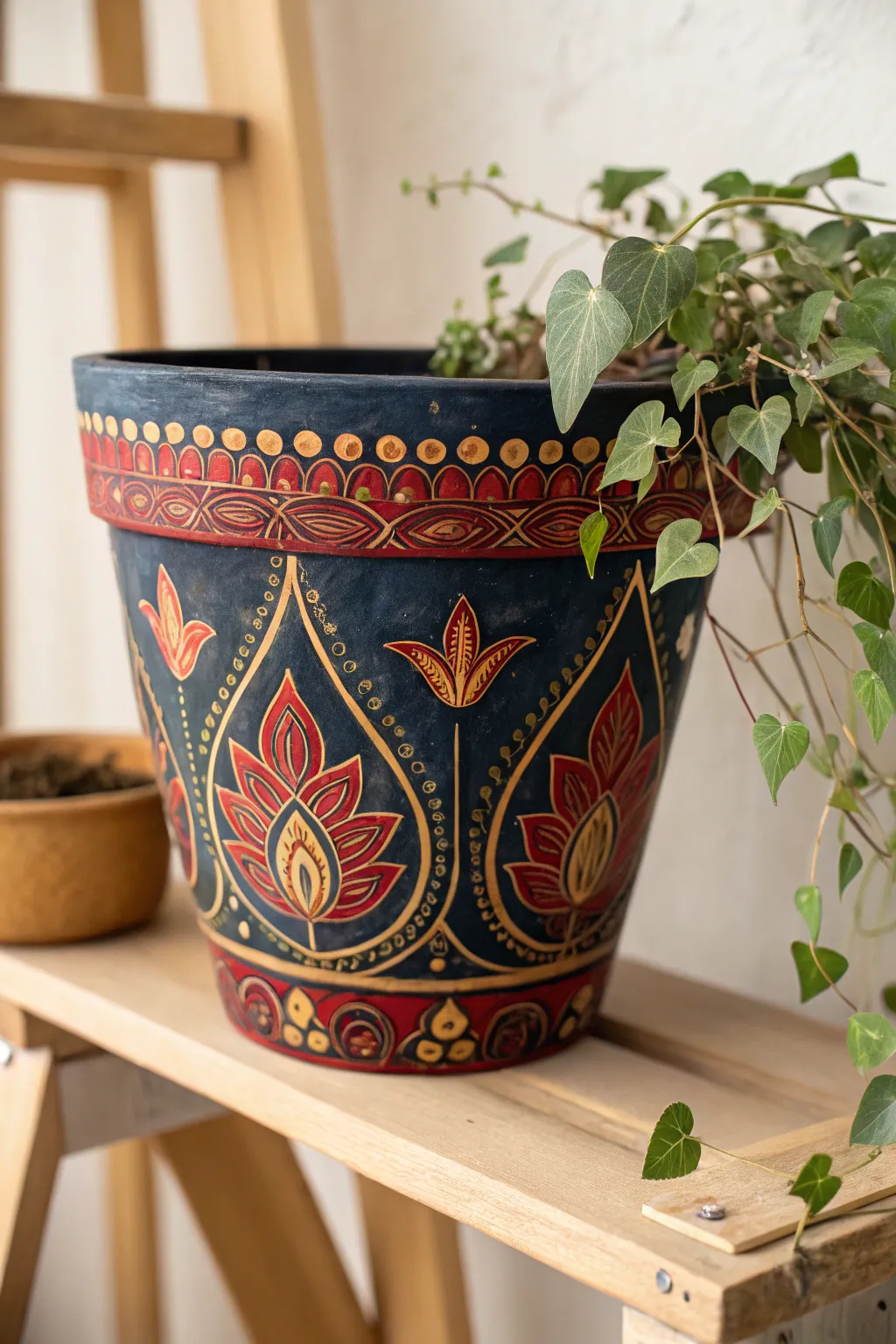 Bring global artistry into your home with a flower pot that tells a cultural story.