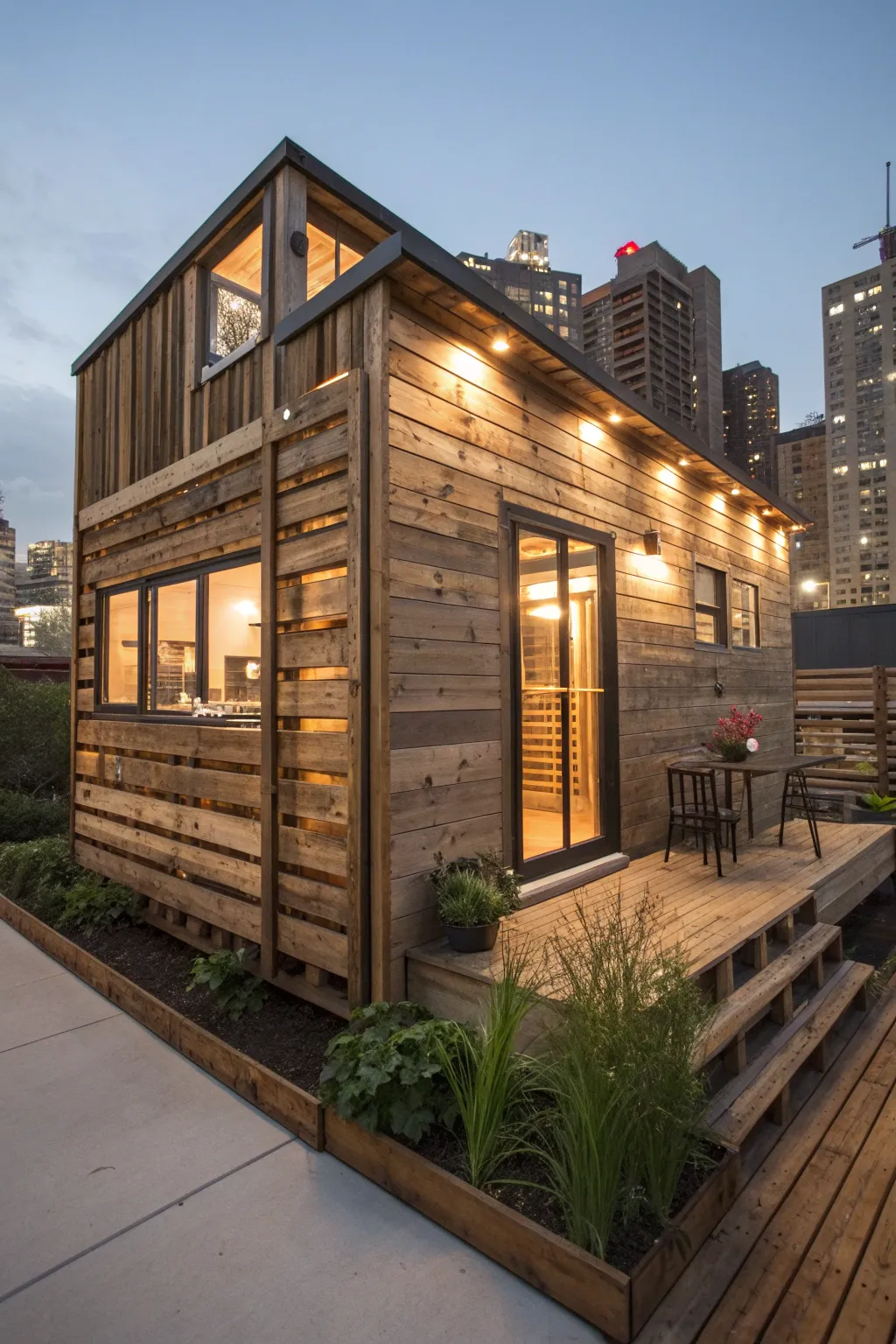 Craftsmanship meets urban style: Discover the elegance of a pallet house retreat.