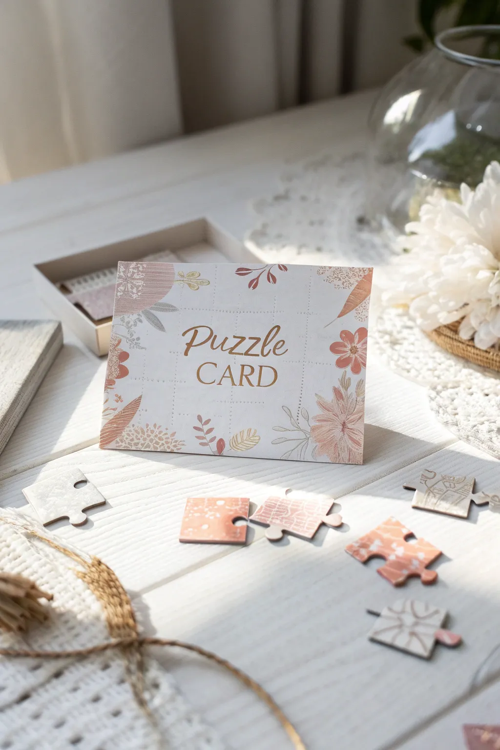 Unravel the mystery of heartfelt messages with a charming puzzle card. Perfect for those who appreciate the art of giving.