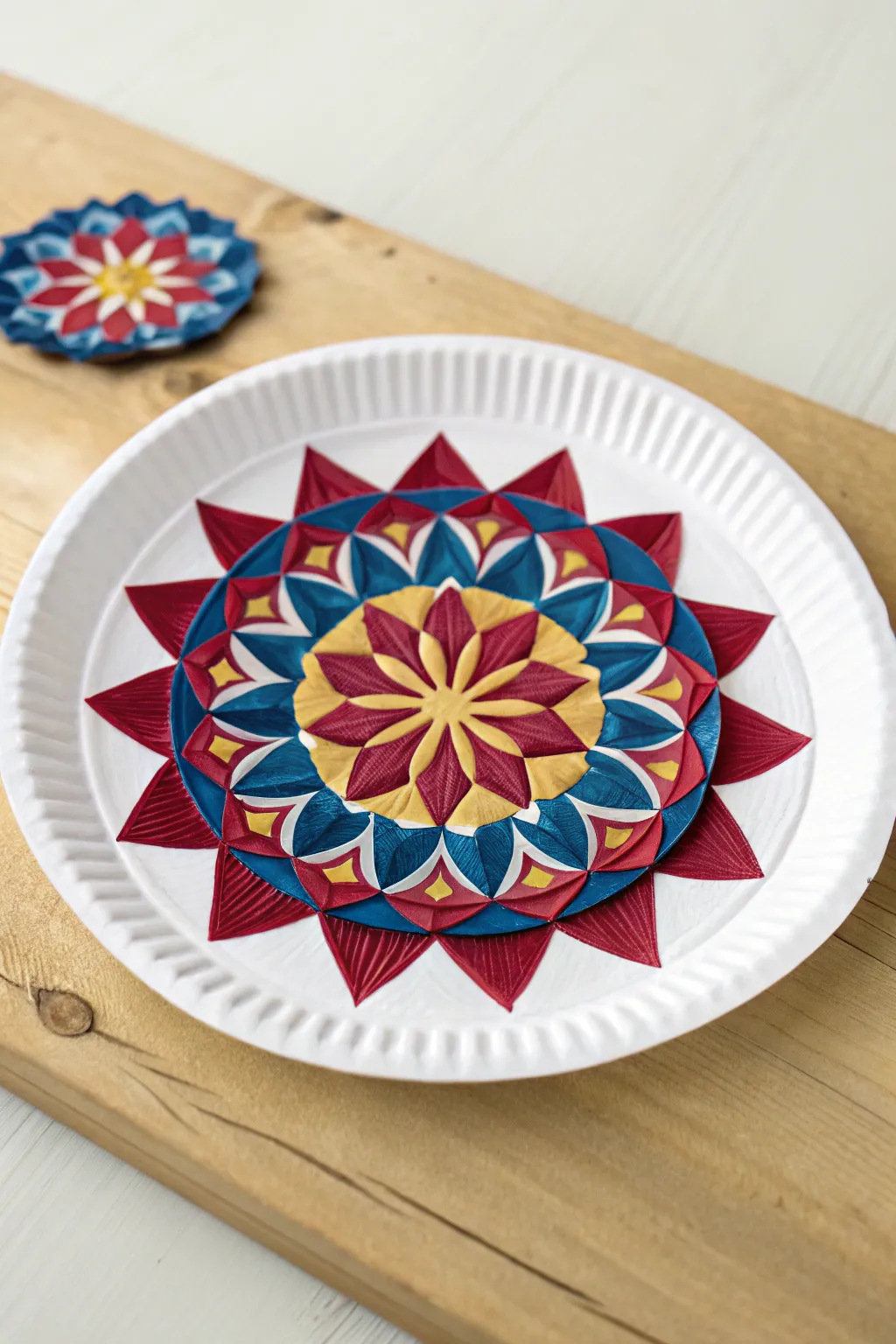 Create your own kaleidoscope masterpiece with vibrant paper plate art!