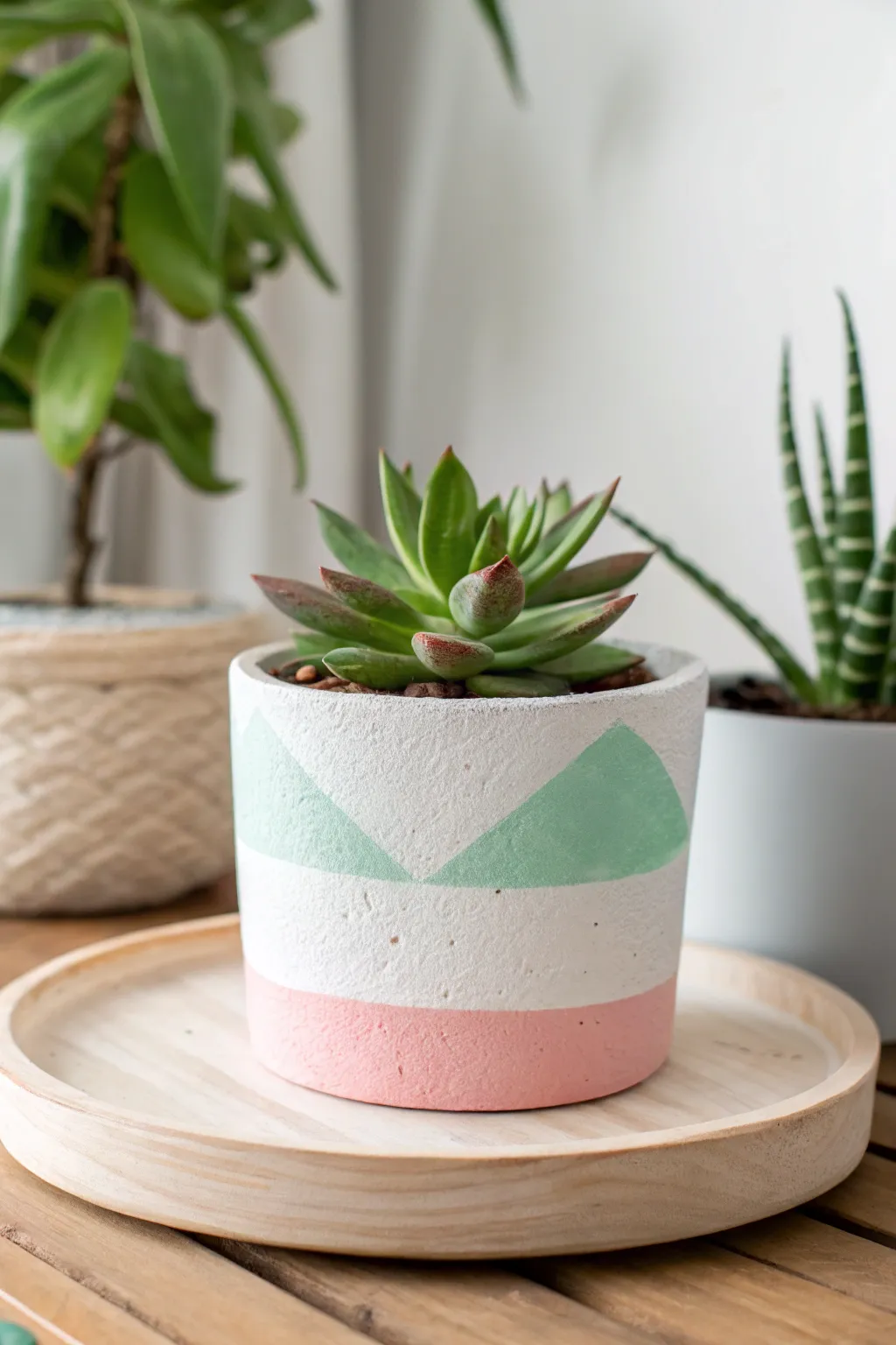Embrace the art of color block with this charming clay planter - a perfect blend of simplicity and style!
