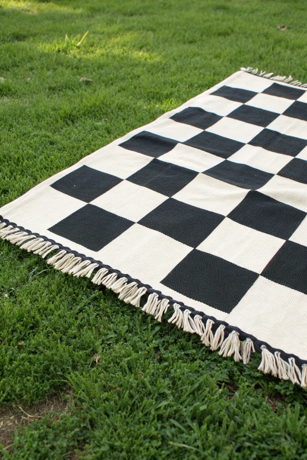Elevate your picnic experience with a chic checkers design blanket—where style meets playfulness.