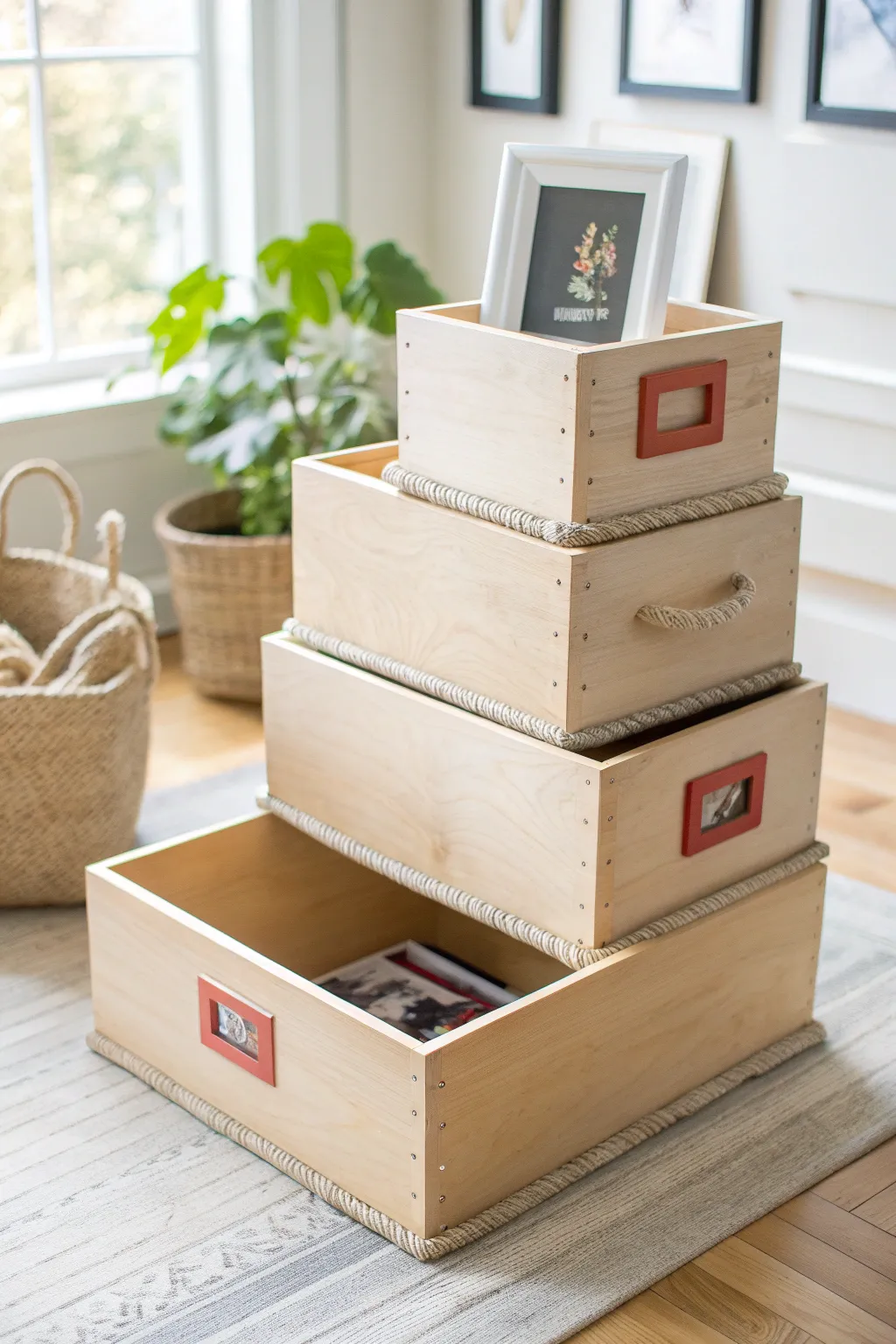 Organize with elegance: Discover the beauty of stackable frame bins for your cherished memories.