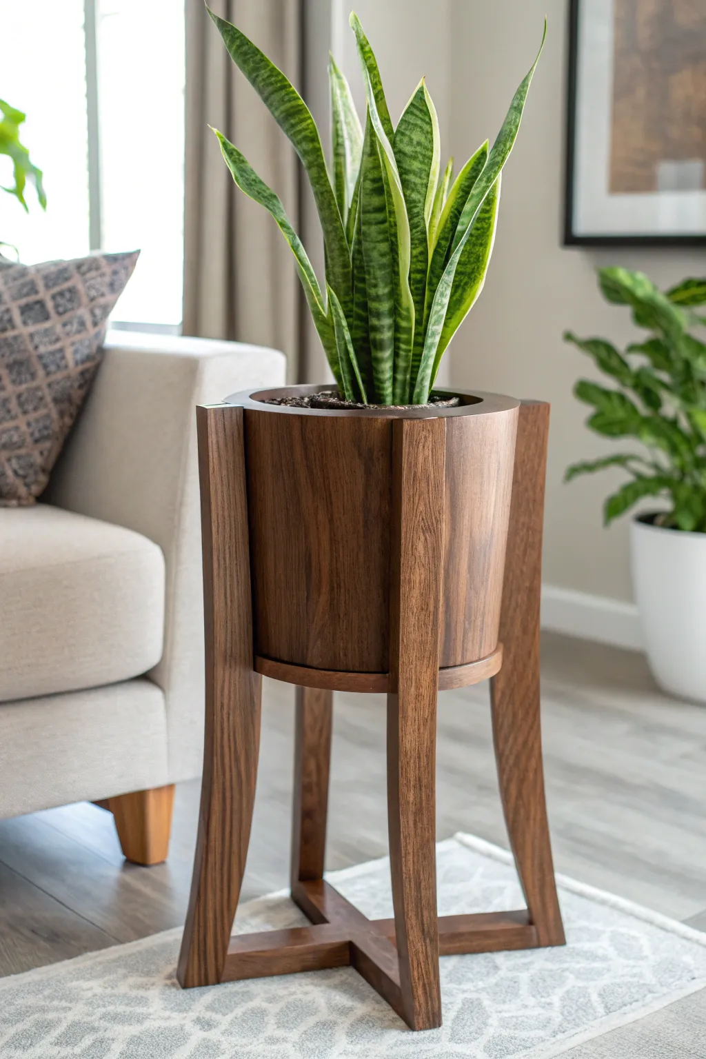 Elevate your greenery with the timeless elegance of a handcrafted wooden plant stand.