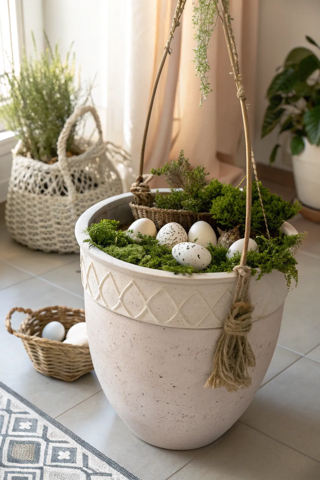 Discover a hidden Easter surprise: a basket tucked beneath nature's charm.
