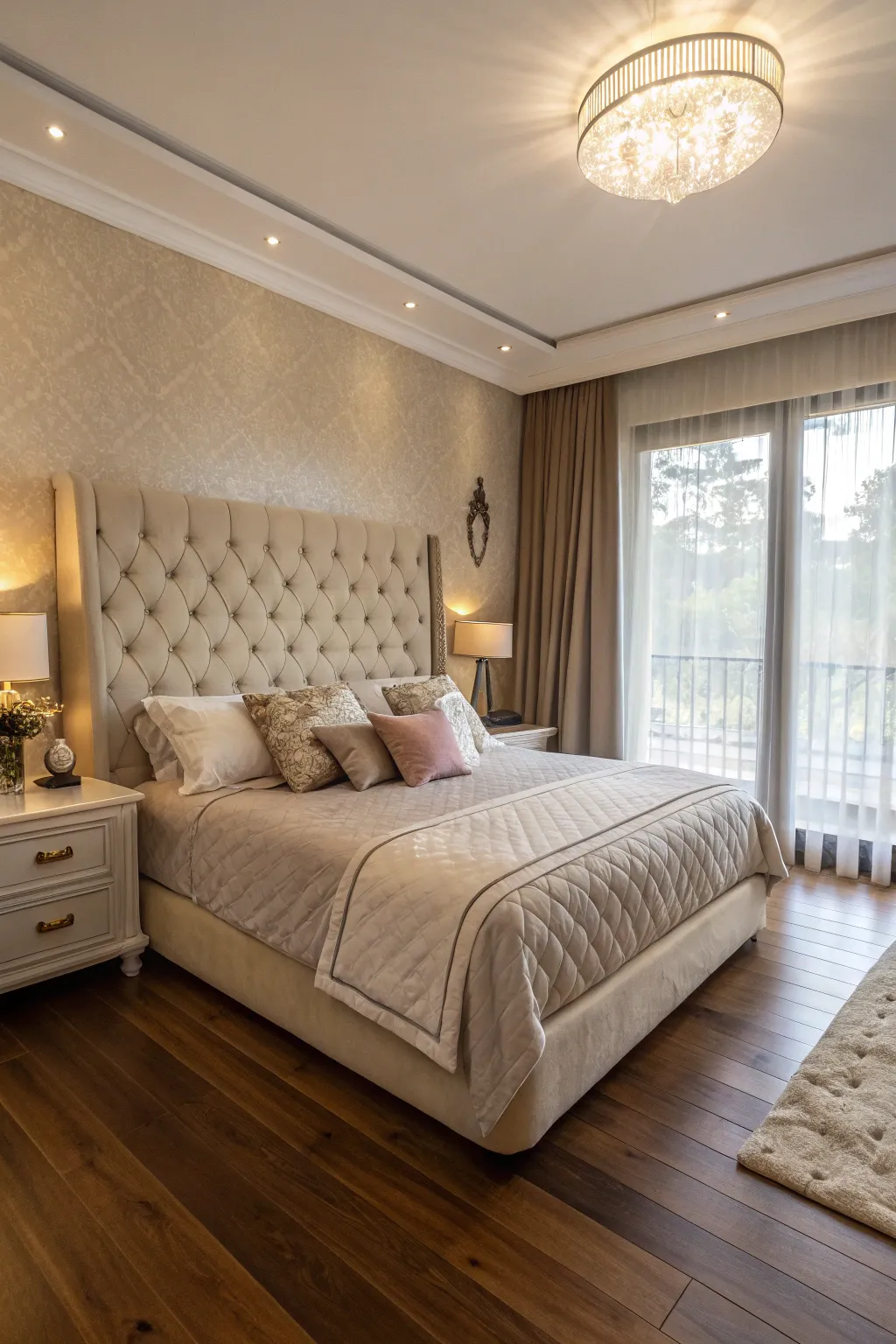 Elegant upholstery in a platform bed for added comfort and style.