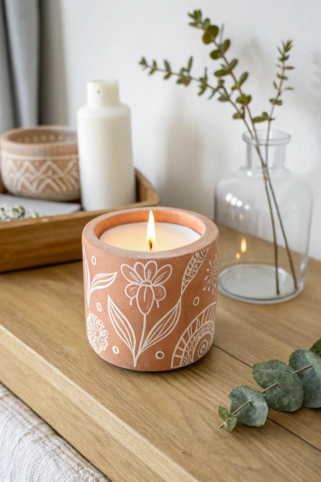 Illuminate your space with a handmade polymer clay candle holder, blending minimalist elegance with boho charm.