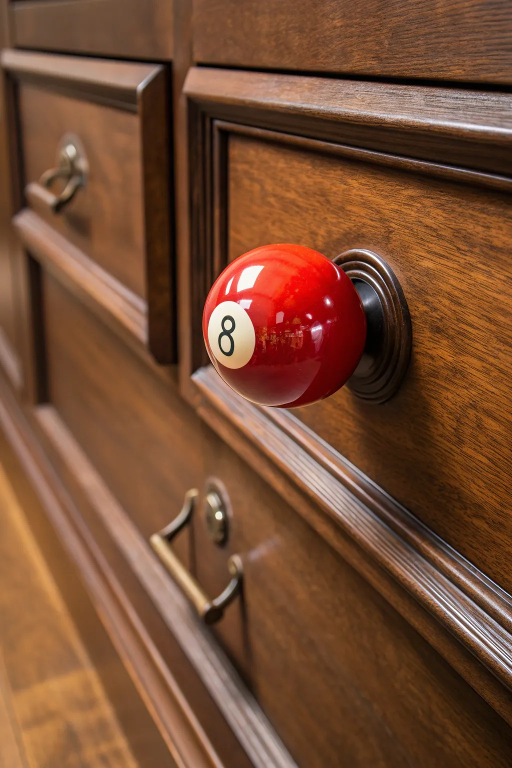 Elevate your furniture with a touch of nostalgia: billiard ball drawer pulls.
