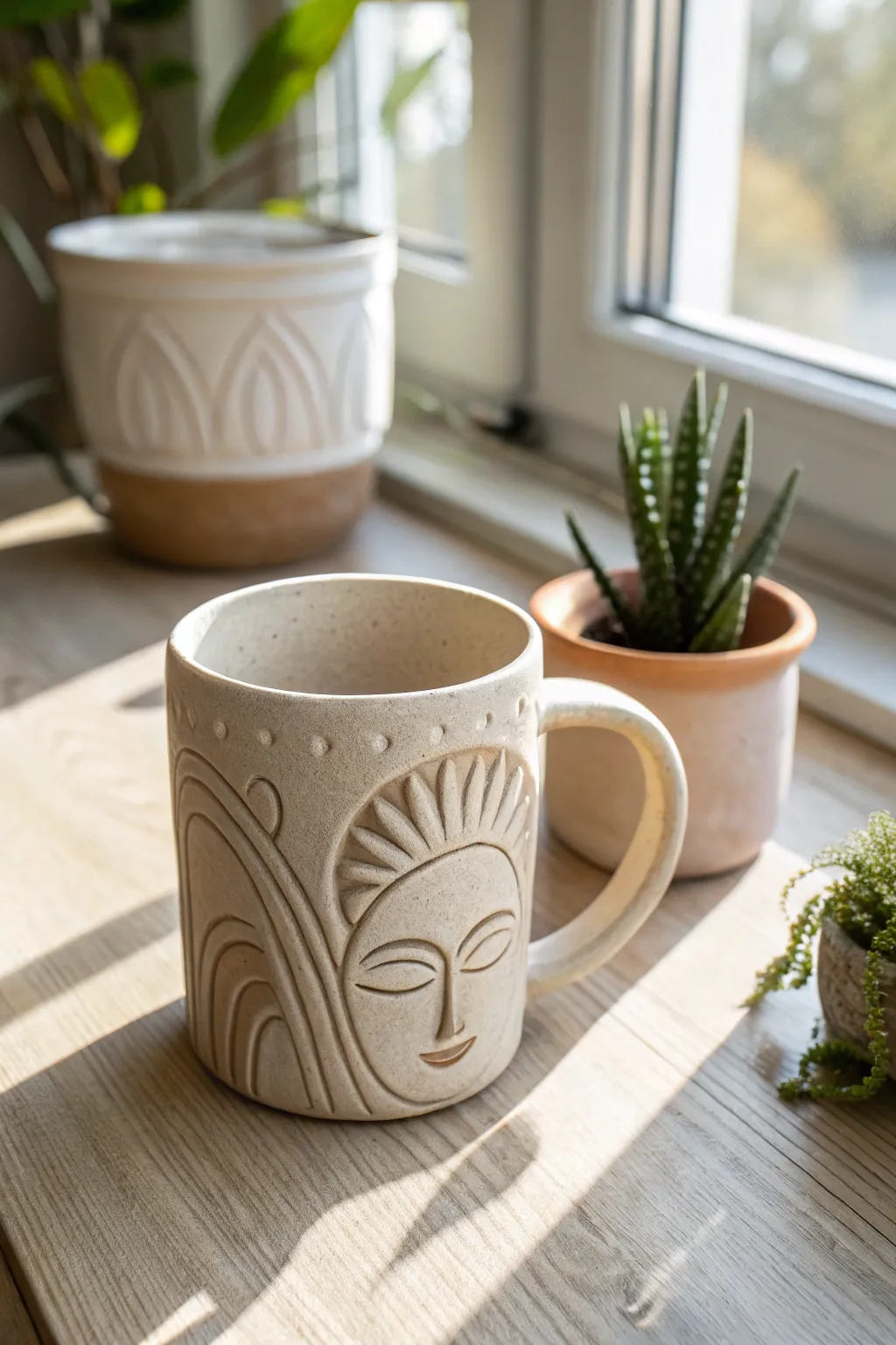 Sip in style with a mug that's uniquely yours, where every morning feels like a cozy hug. #HandcraftedElegance #MinimalistBoho