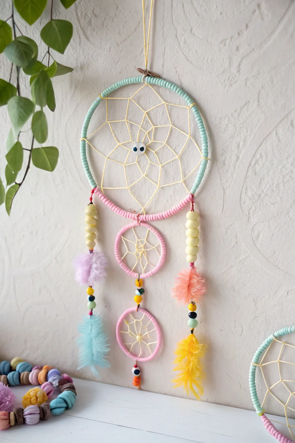 Add a touch of whimsy and charm to your child's room with this DIY caterpillar dreamcatcher!