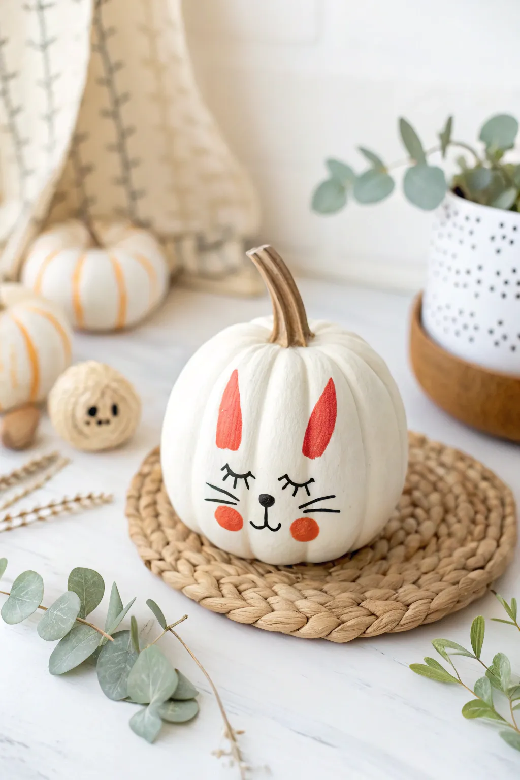 Adorable bunny pumpkin: a minimalist and artistic touch for your little one's delight!