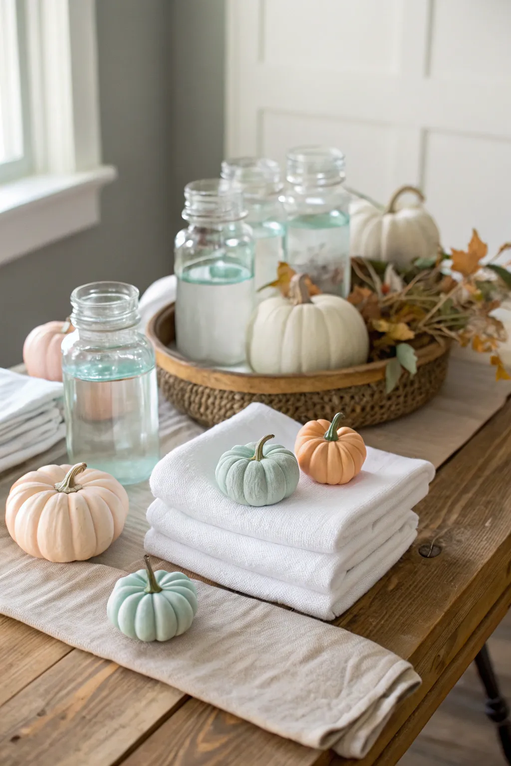 Effortlessly chic cleanup station for your pumpkin painting party – because creativity doesn't have to be messy!
